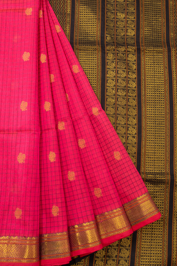 Pink Handloom Kanchi Silk Cotton Saree 10073574