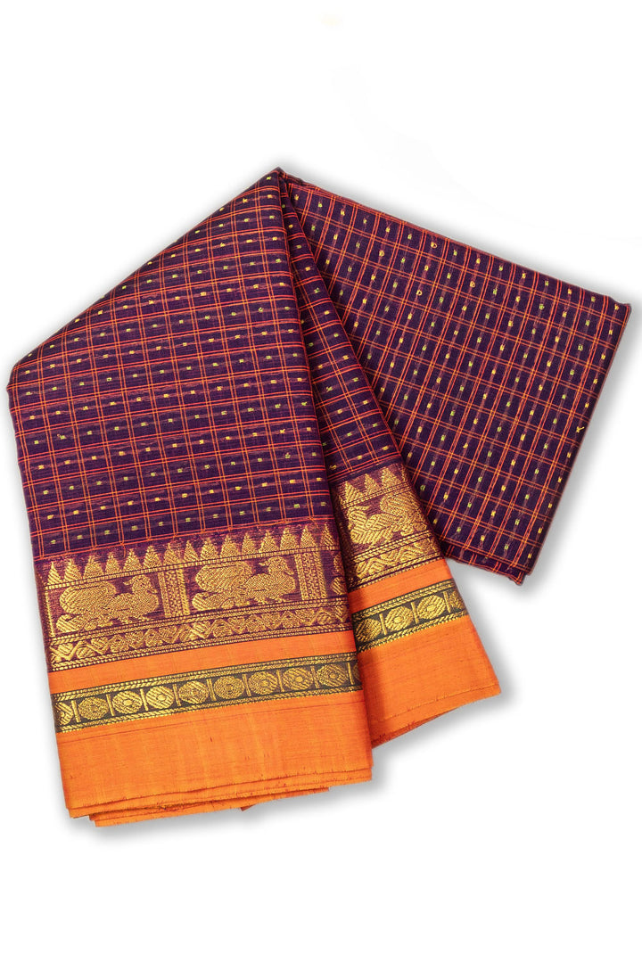 Arakku Brown Thousand Buttas Chettinad Cotton Saree 10073615