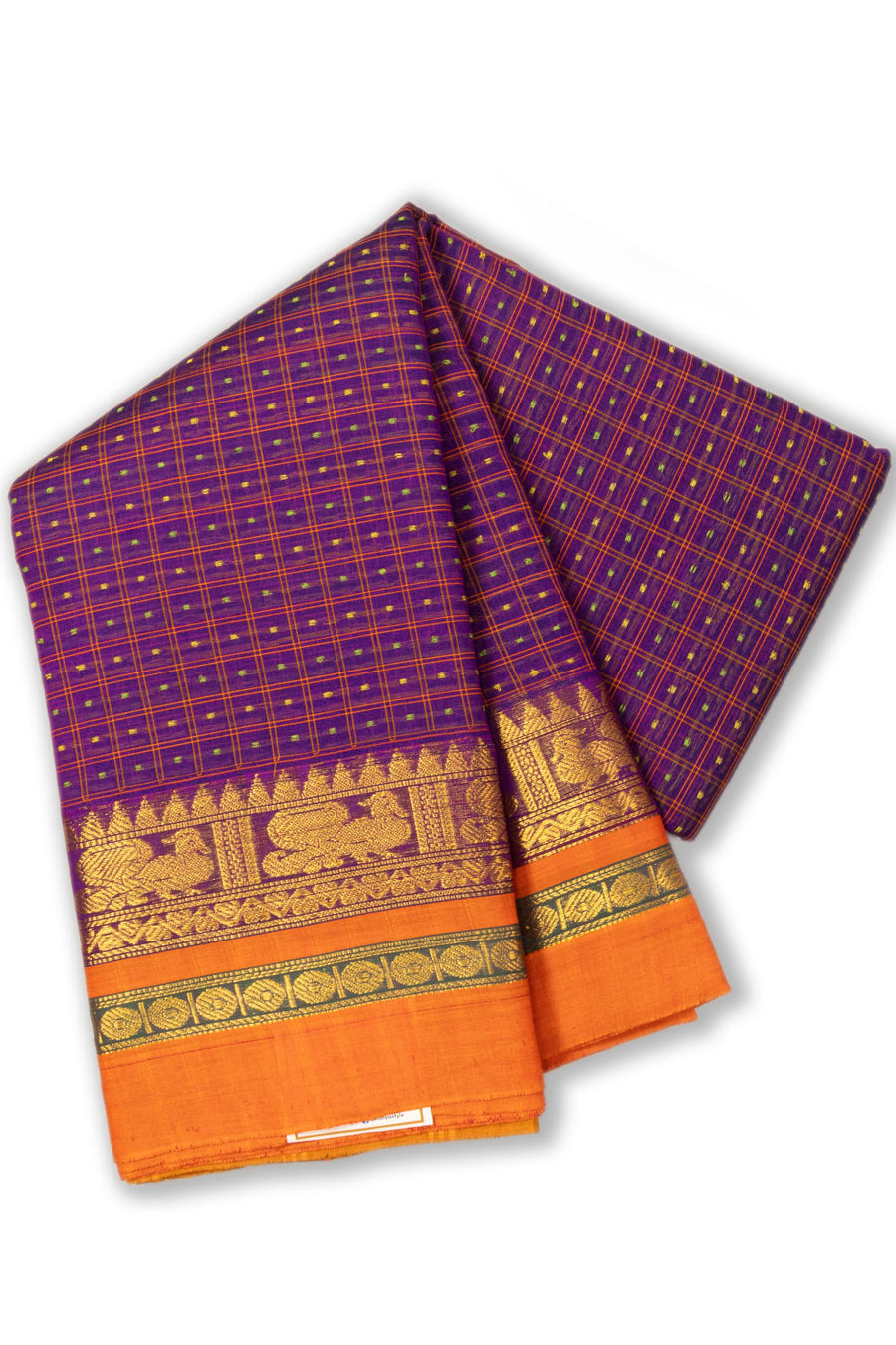 Seance Purple Thousand Buttas Chettinad Cotton Saree 10073619