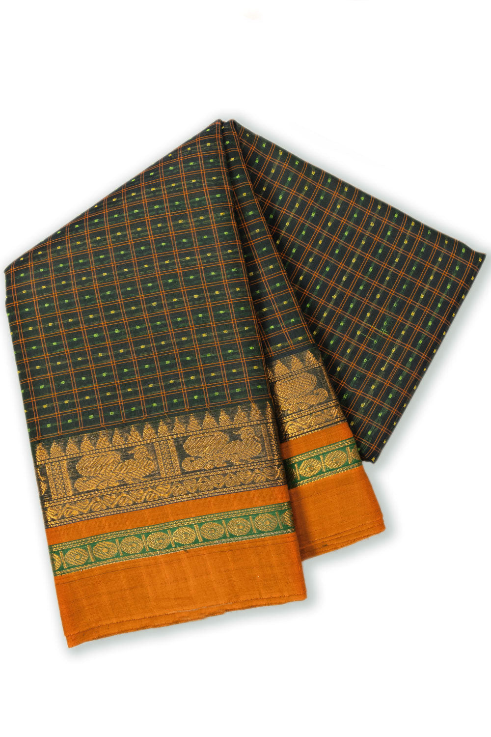 Sacramento Green Thousand Buttas Chettinad Cotton Saree 10073620