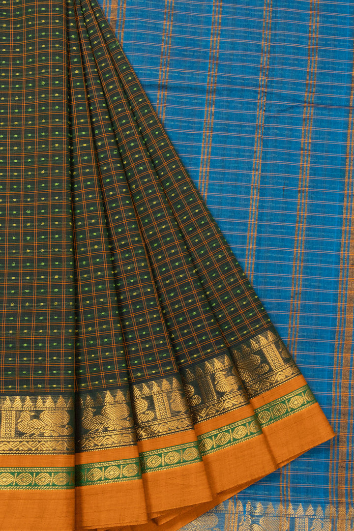 Sacramento Green Thousand Buttas Chettinad Cotton Saree 10073620