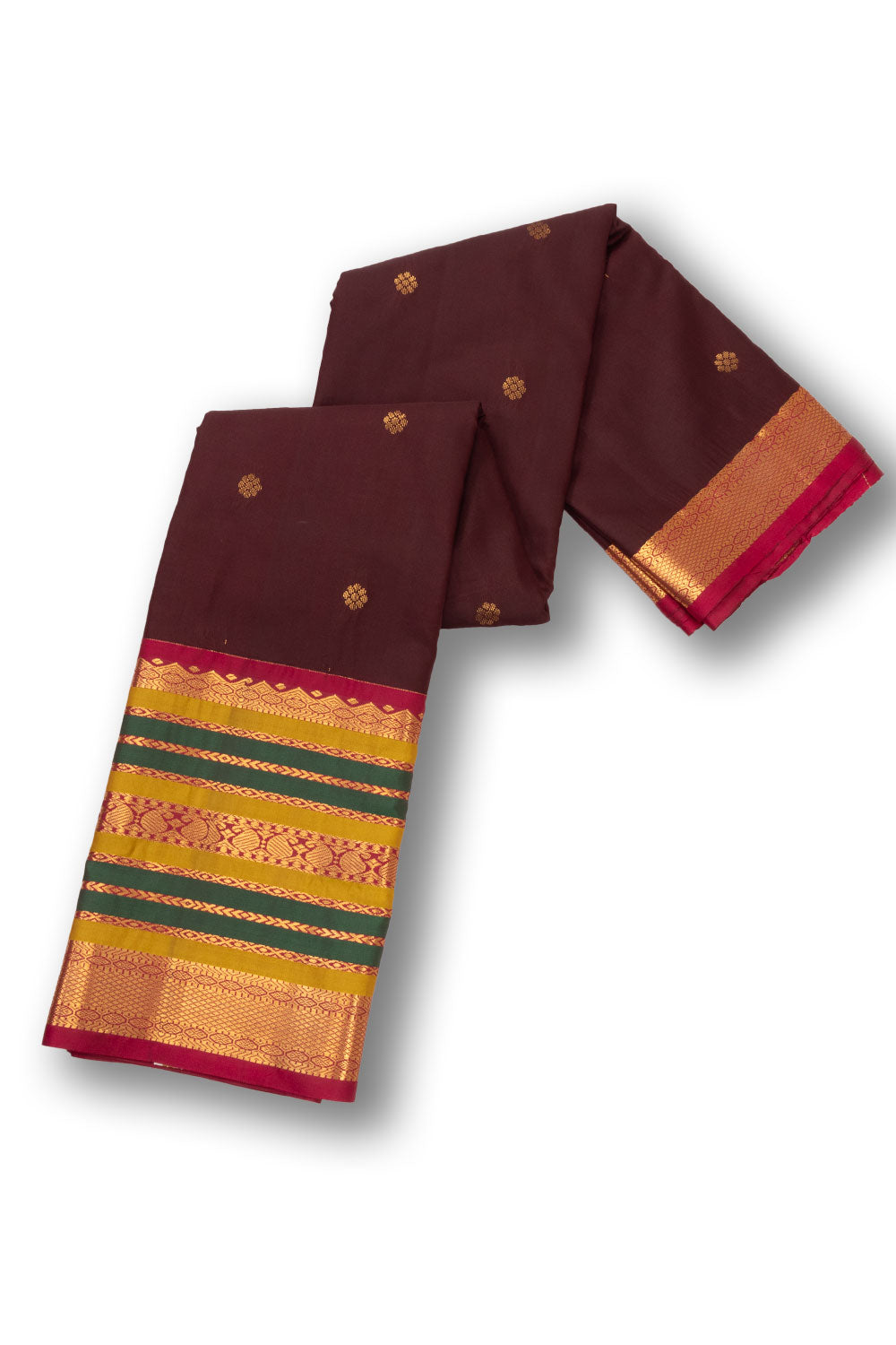 Brown Kanjivaram Silk Saree with Contrast Pallu 10073869