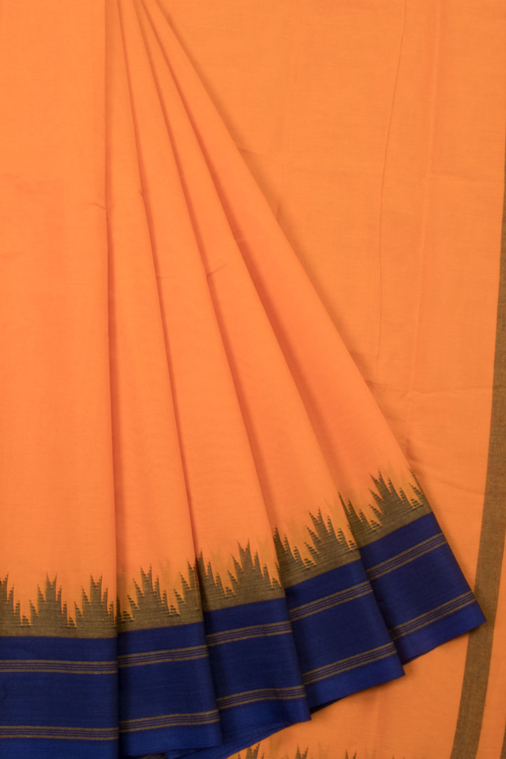 Orange Handwoven Kanchi Cotton Saree - Avishya