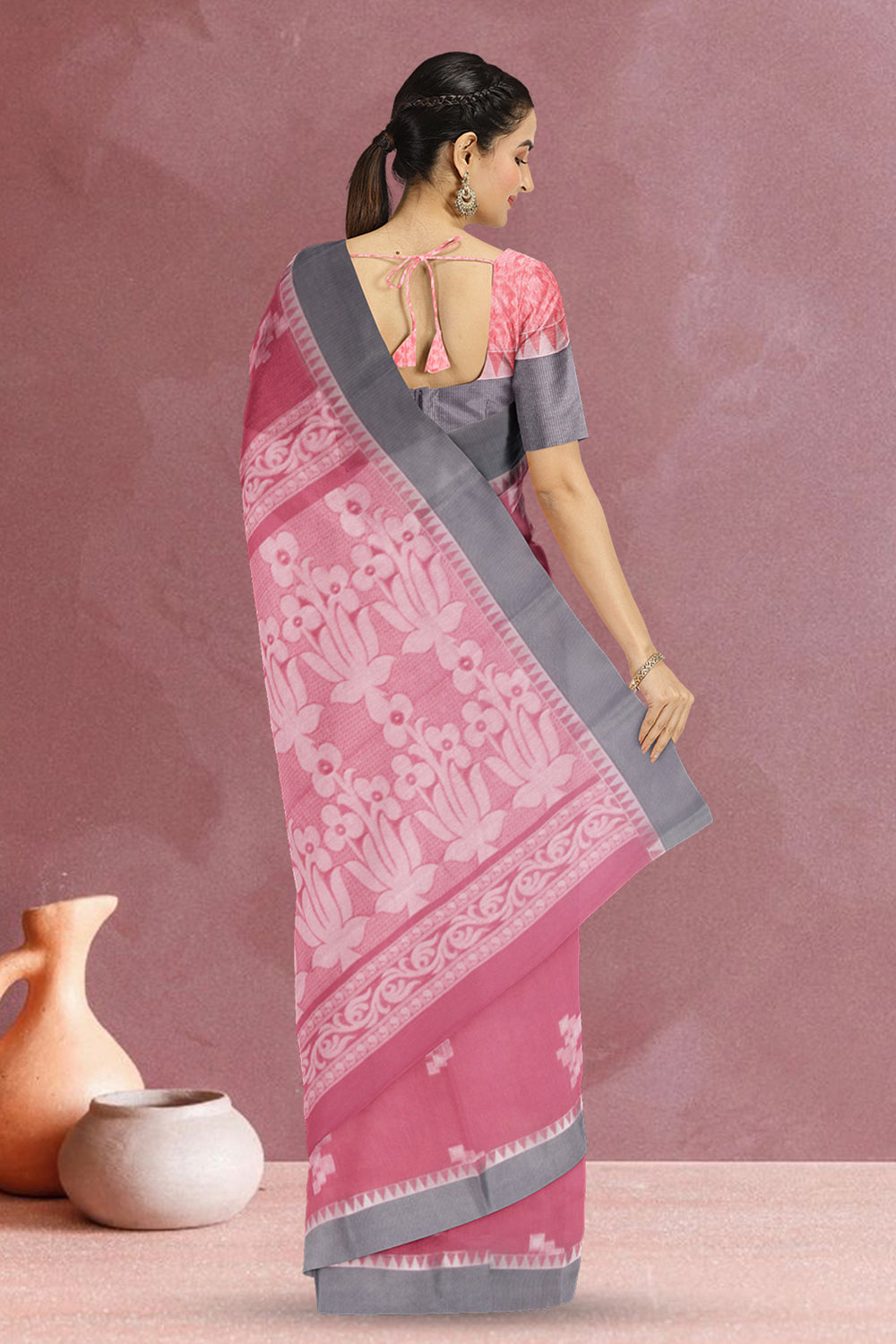 Pink South Silk Cotton Saree 10073591