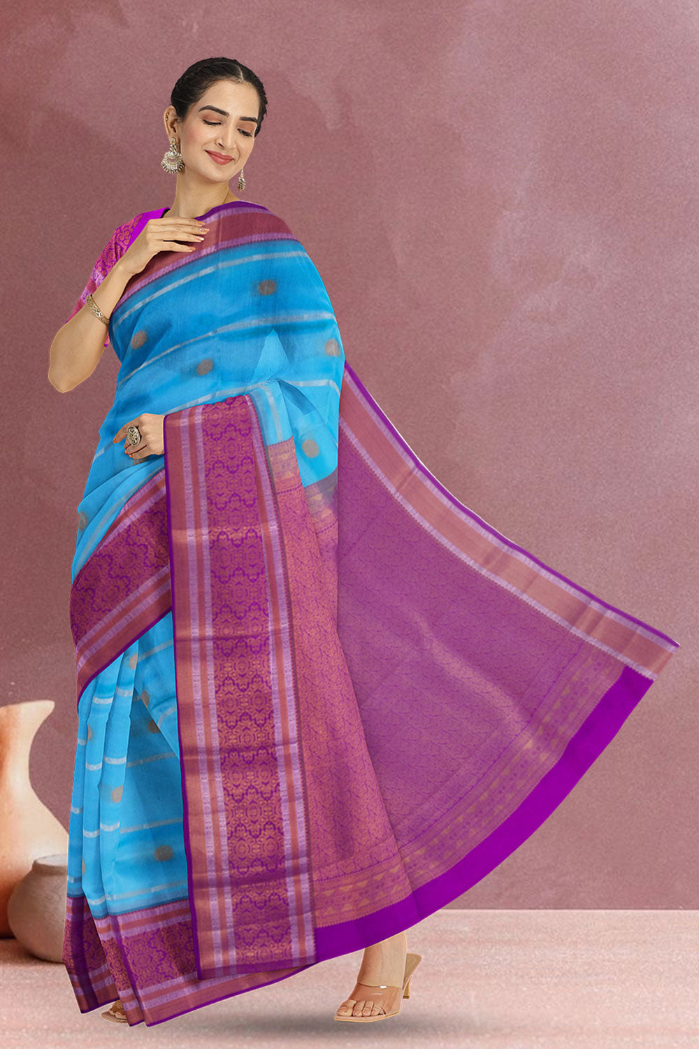 Blue Handloom Kanjivaram Silk Saree 10073837