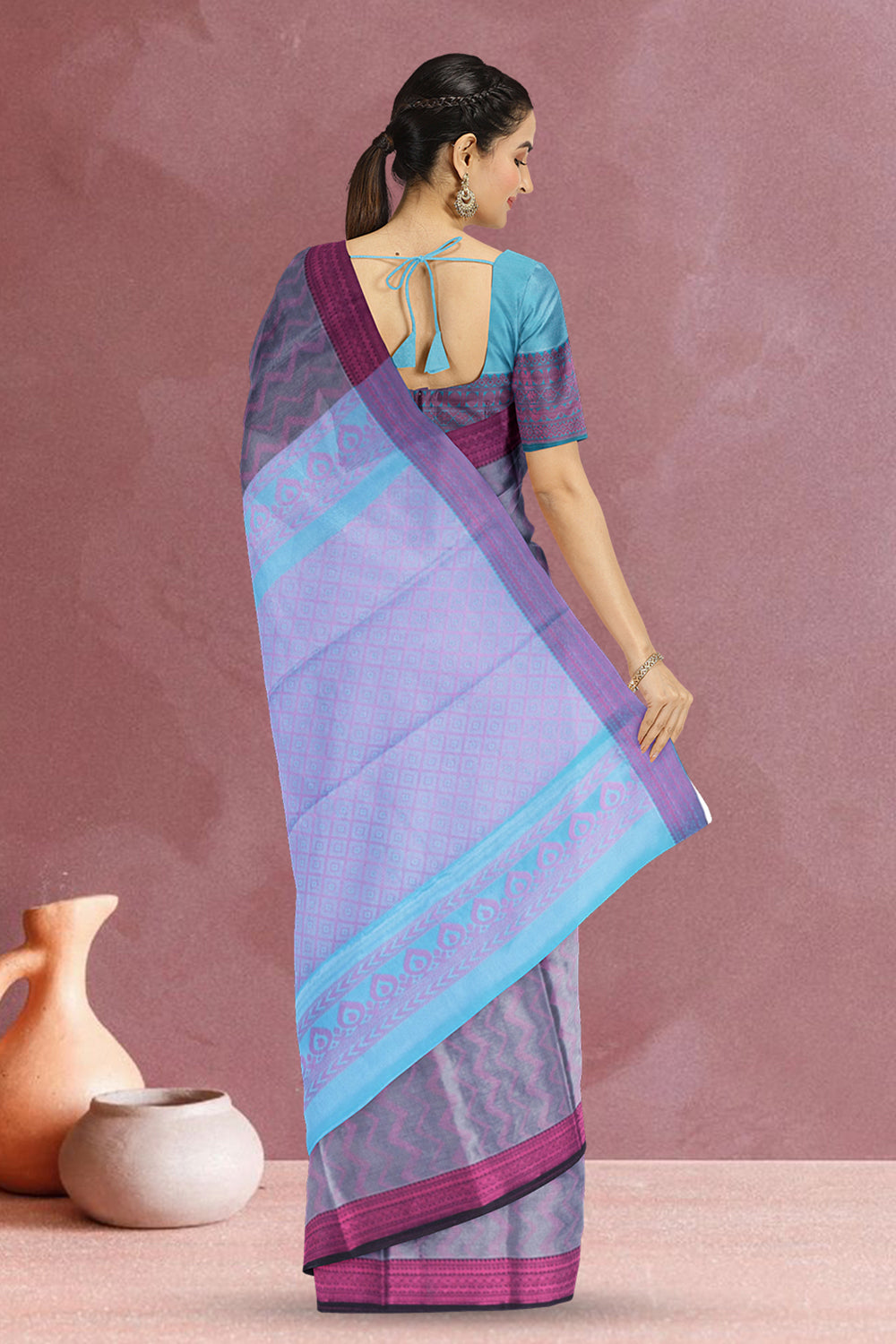 Grey South Tissue Silk Cotton Saree 10073582