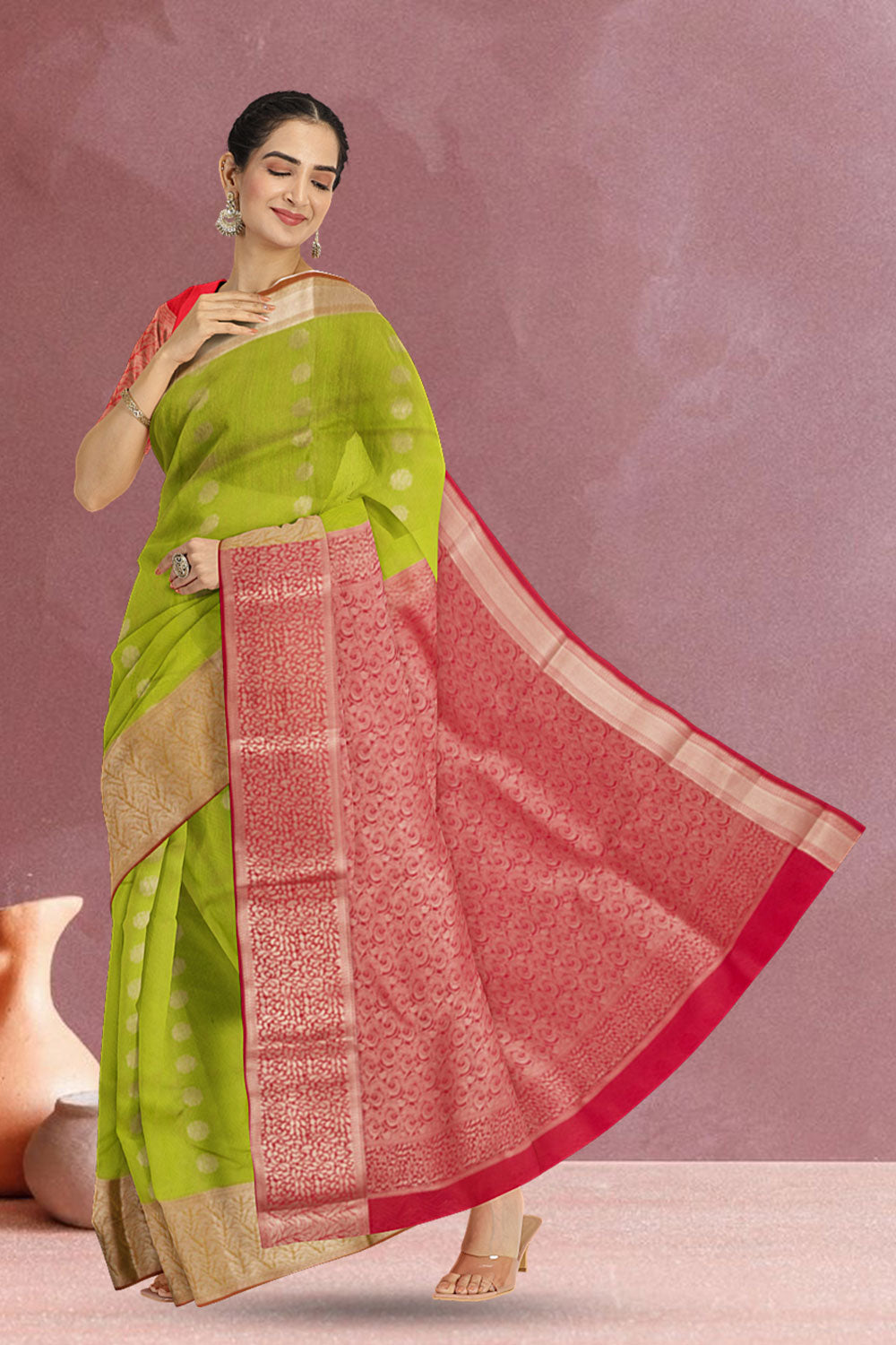 Green Handloom Kanjivaram Silk Saree 10073828