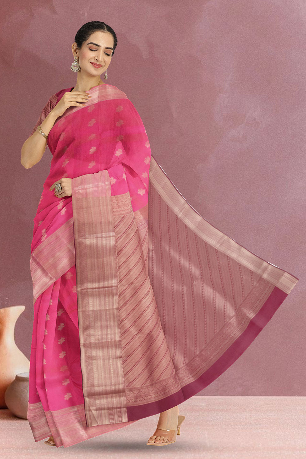 Pink Handloom Kanjivaram Silk Saree 10073839