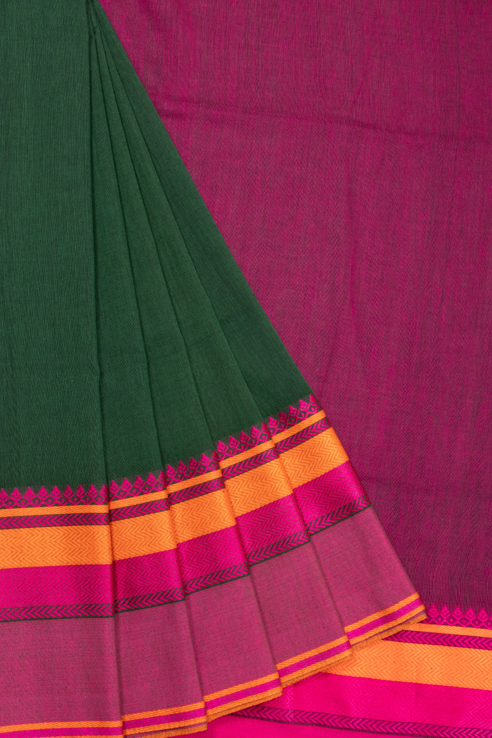 Green Shantipur Tant Bengal Cotton Saree 