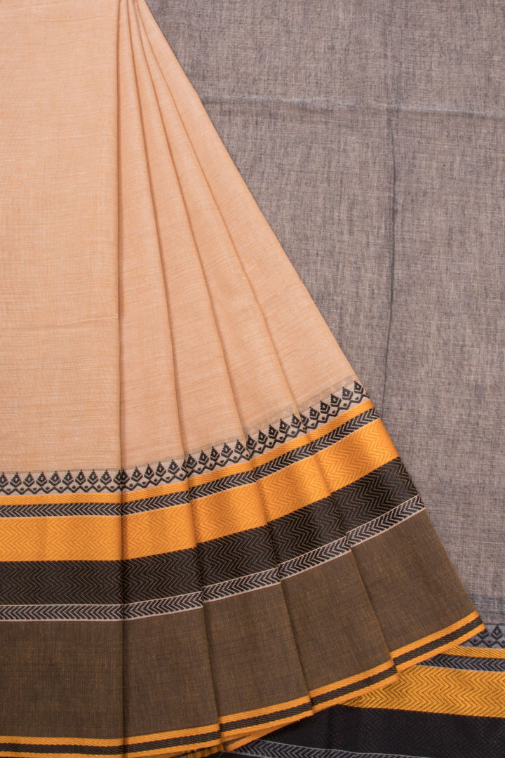 Beige Shantipur Tant Bengal Cotton Saree