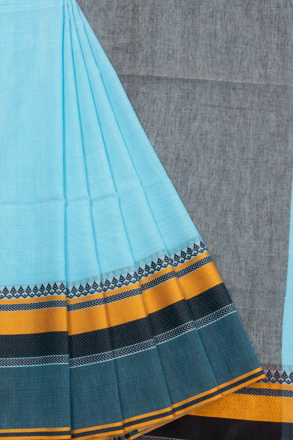 Blue Shantipur Tant Bengal Cotton Saree