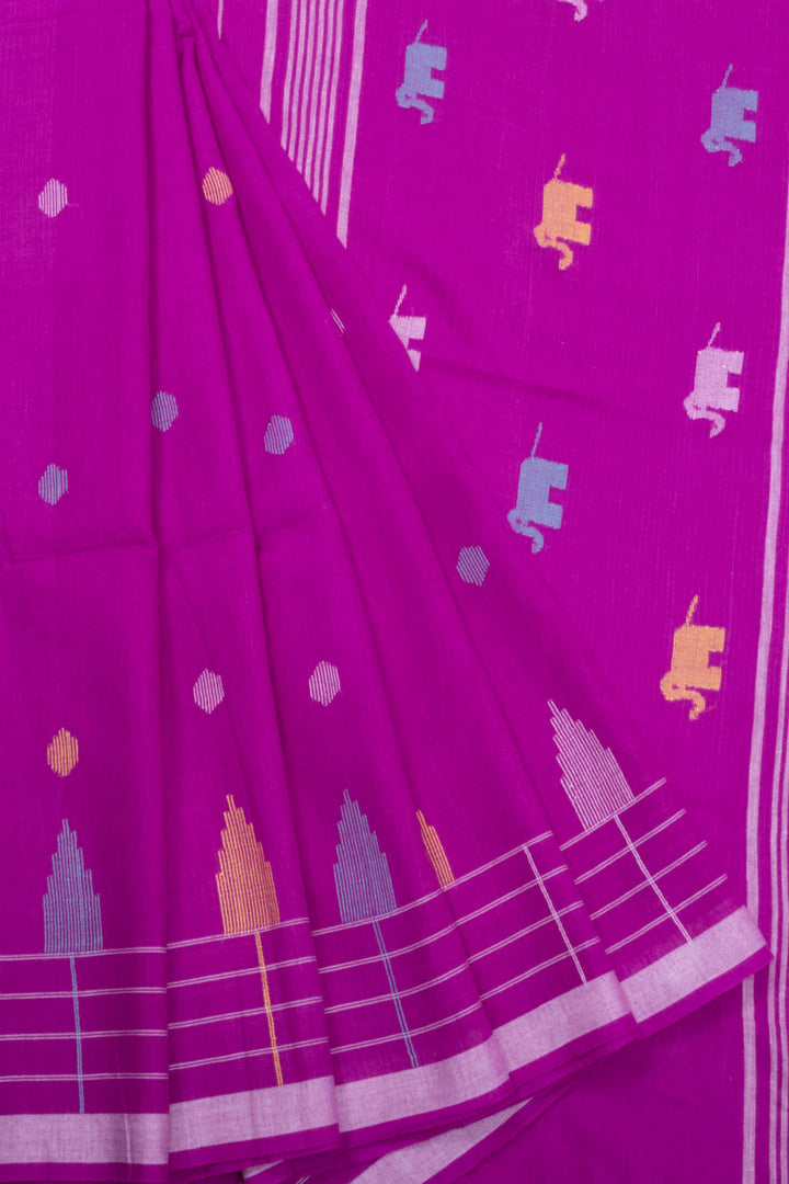 Violet Handloom Khadi Jamdani Cotton Saree