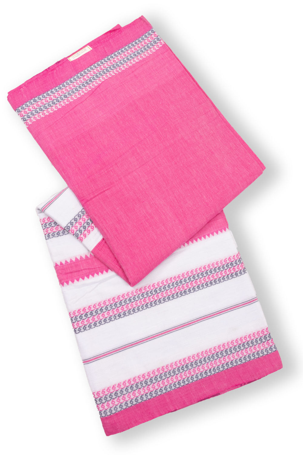 Pink Handloom Half and Half Dhaniakhali Cotton Saree Without Blouse 10073013