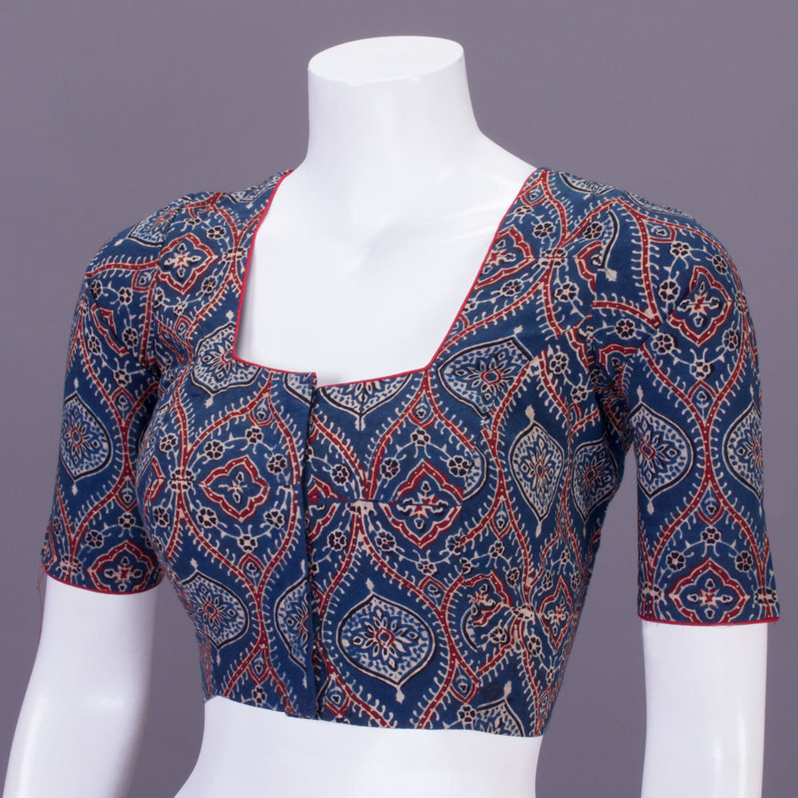 Blue Ajrakh Printed Cotton Blouse