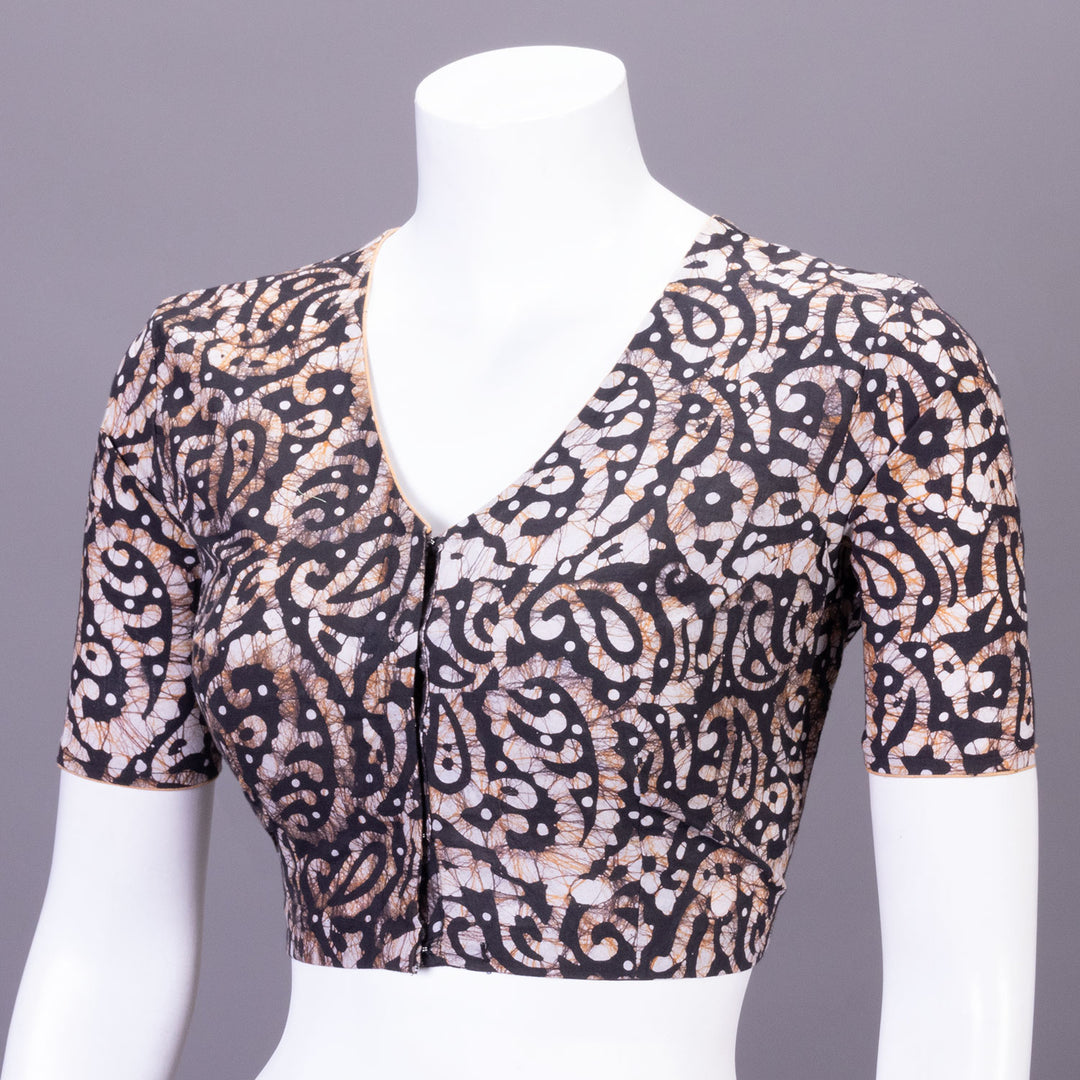 Brown Batik Printed Cotton Blouse 