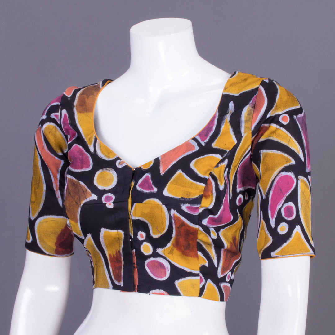 Black Batik Handpainted Cotton Blouse -Avishya