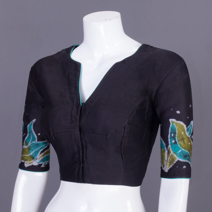 Black Batik Handpainted Cotton Blouse-Avishya