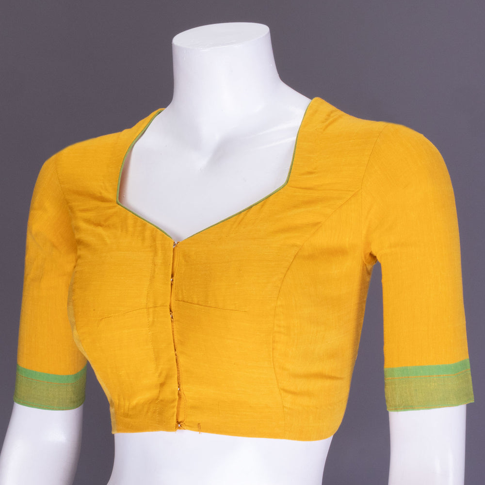 Yellow Aari Embroidered Mangalgiri Cotton Blouse 