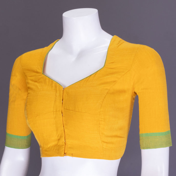 Yellow Aari Embroidered Mangalgiri Cotton Blouse 