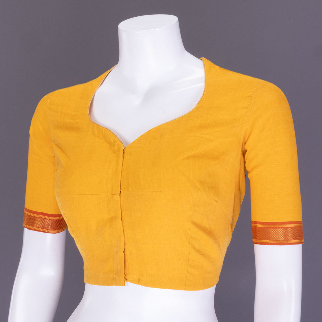 Yellow Aari Embroidered Mangalgiri Cotton Blouse