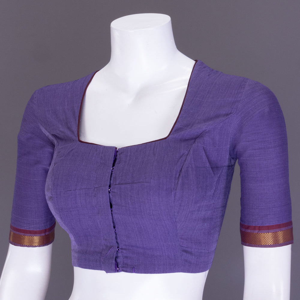 Purple Aari Embroidered Mangalgiri Cotton Blouse