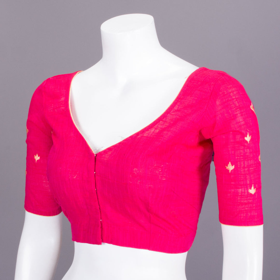 Pink Slub Cotton Embroidered Blouse