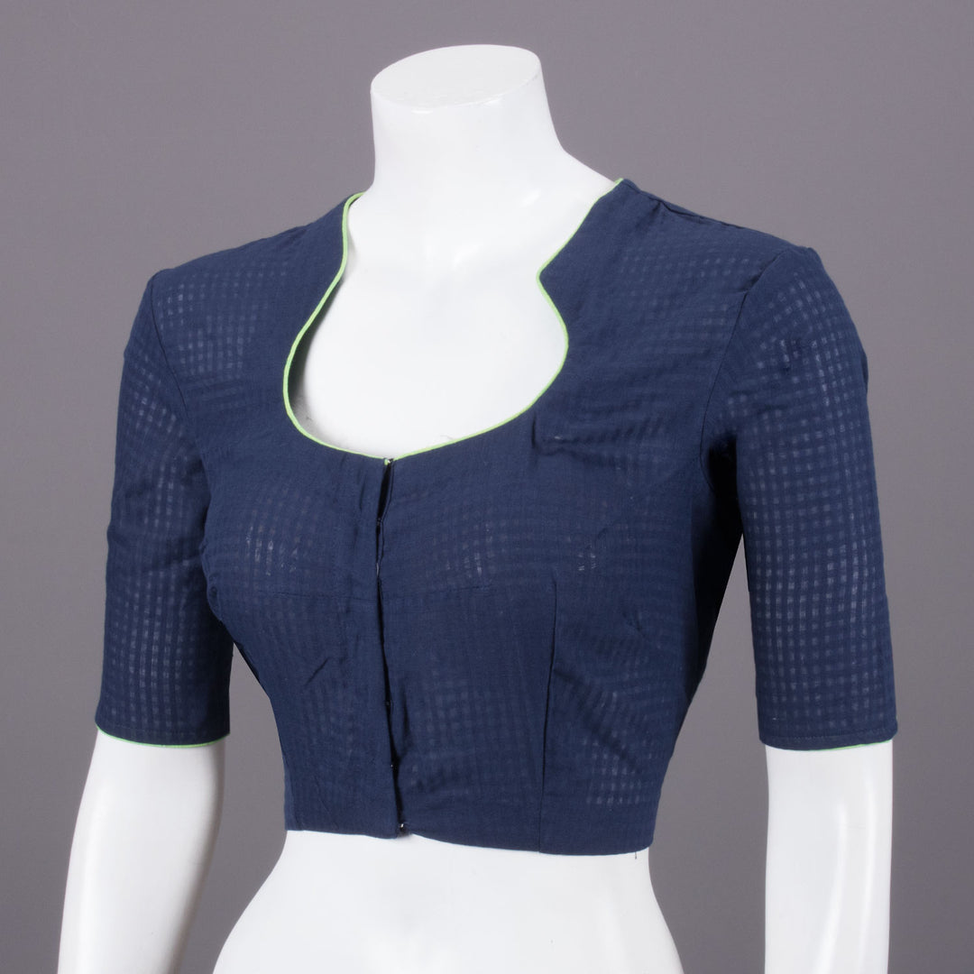 Navy Blue Slub Cotton Blouse