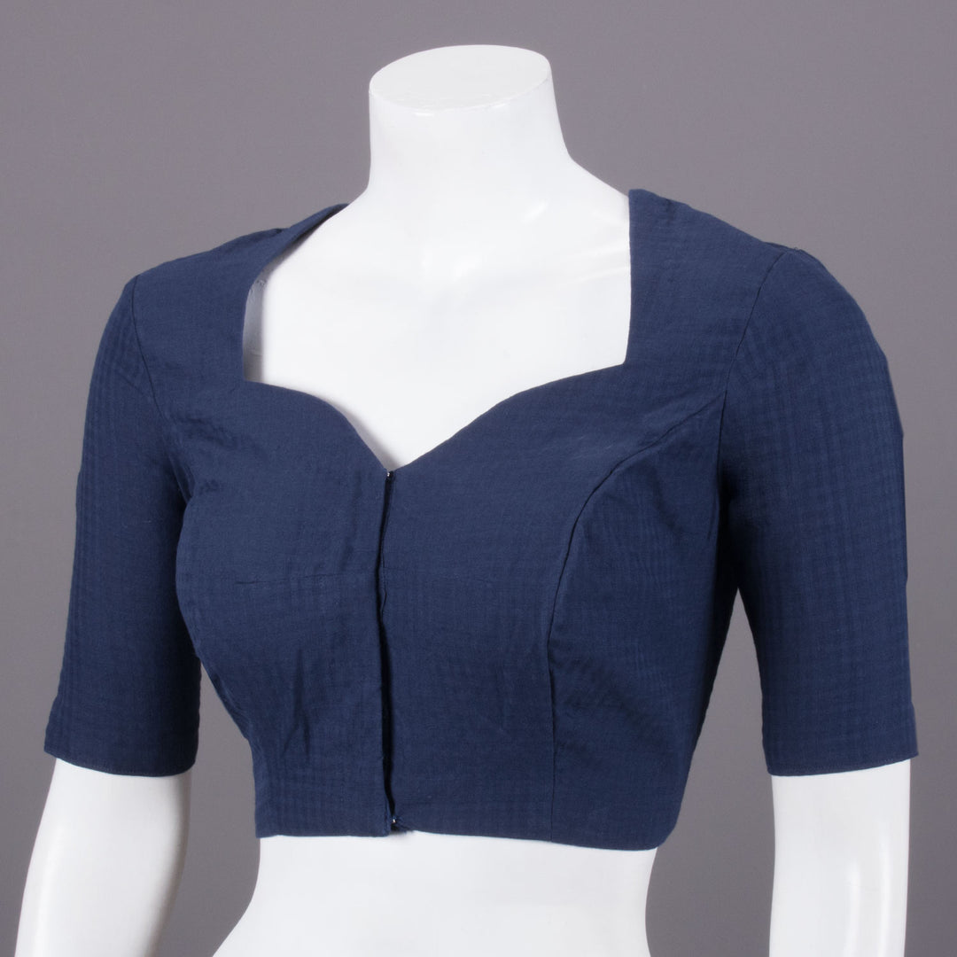 Navy Blue Slub Cotton Blouse