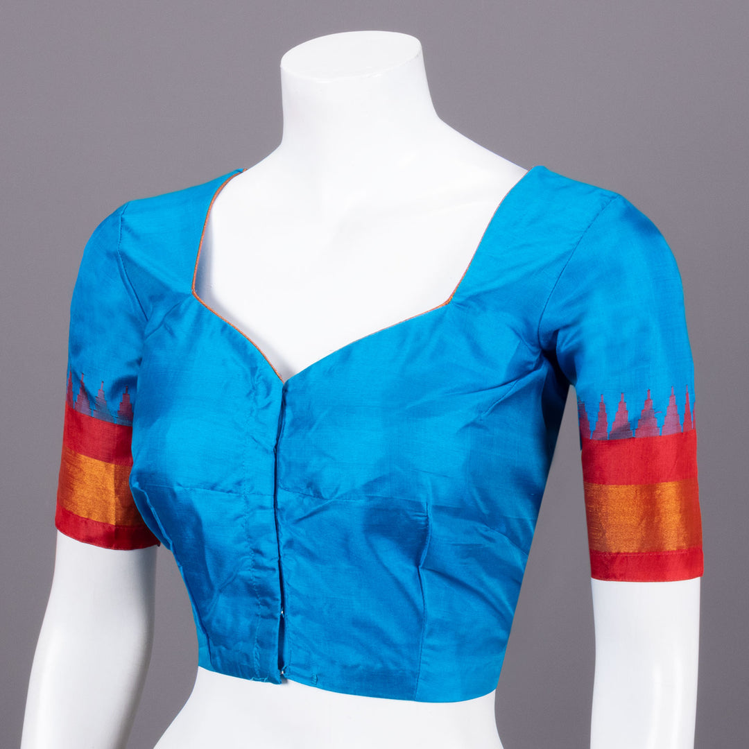 Azure Blue Gadwal Silk Blouse