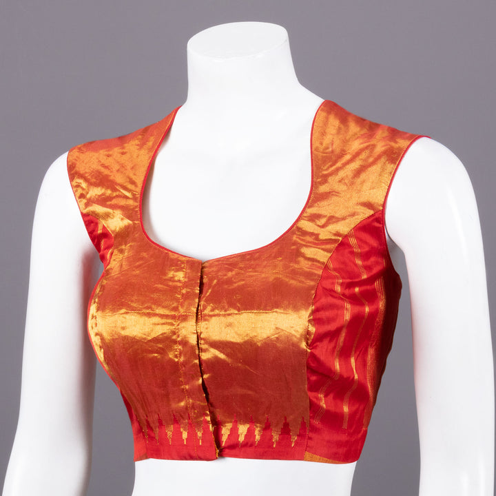 Red Gadwal Silk Blouse 10071443