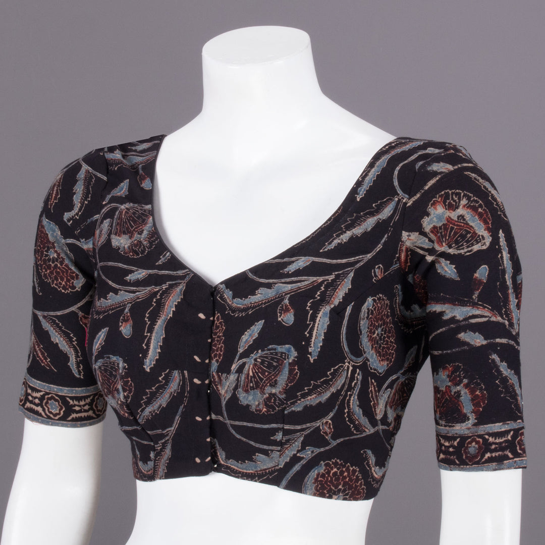 Black Handblock Printed Cotton Blouse