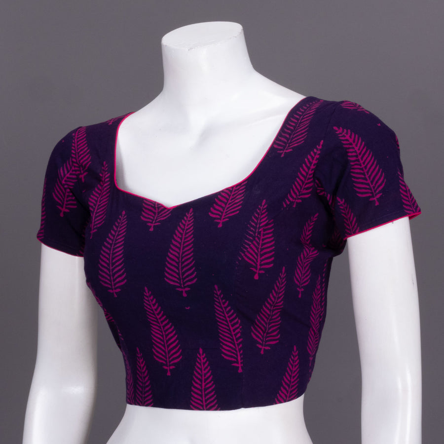 Purple Gamthi Printed Cotton Blouse 10072228