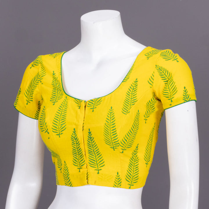 Yellow Gamthi Printed Cotton Blouse 10072229