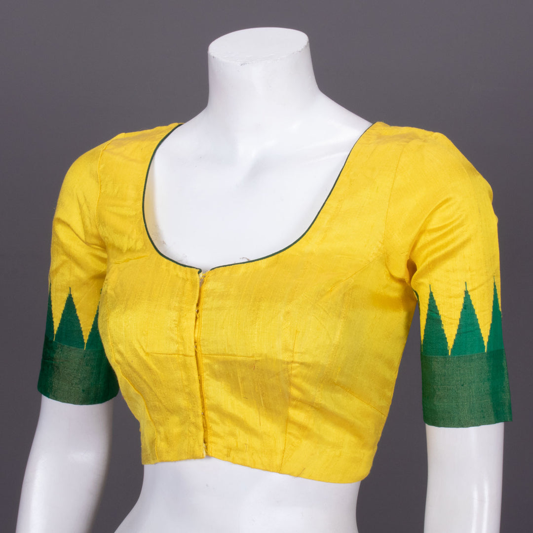 Yellow Handcrafted Raw Silk Blouse 10072432