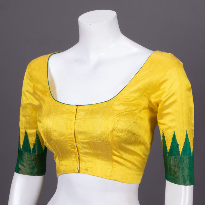 Yellow Handcrafted Raw Silk Blouse 10072433