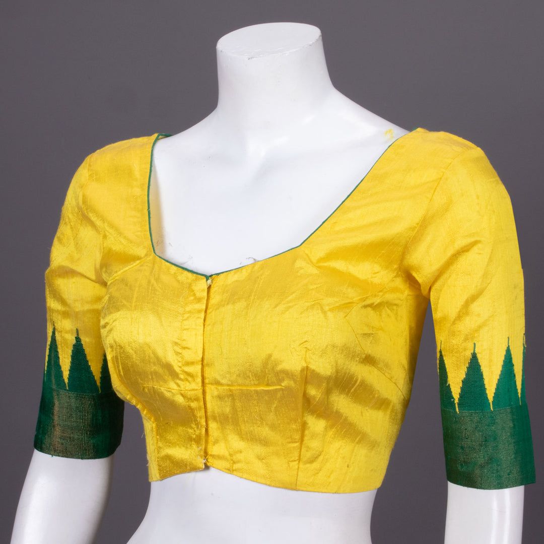 Yellow Handcrafted Raw Silk Blouse 10072434