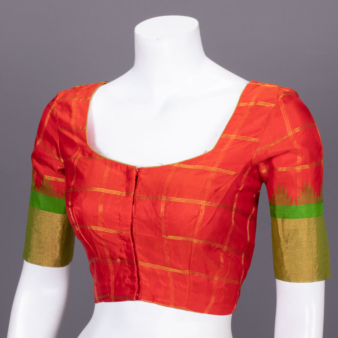 Red Gadwal Silk Blouse 10072440