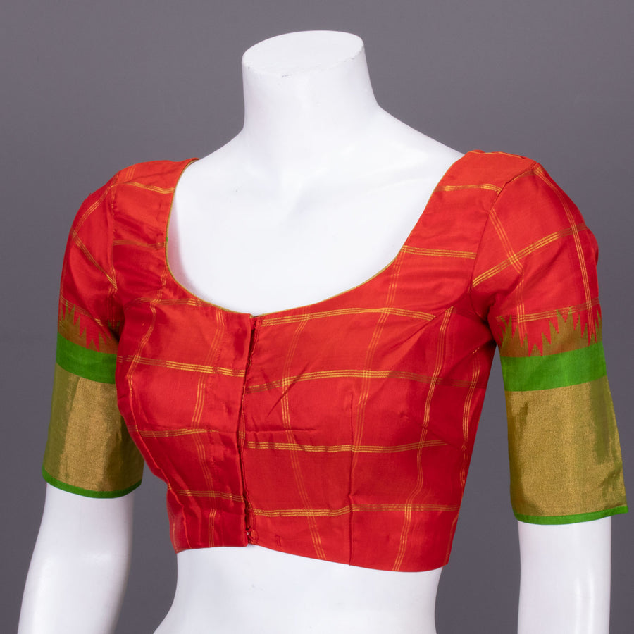 Red Gadwal Silk Blouse 10072441