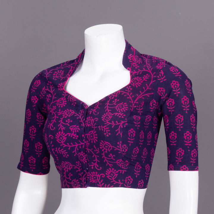 Purple Gamthi Printed Cotton Blouse 10072459