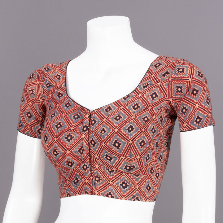 Maroon Ajrakh Printed Cotton Blouse