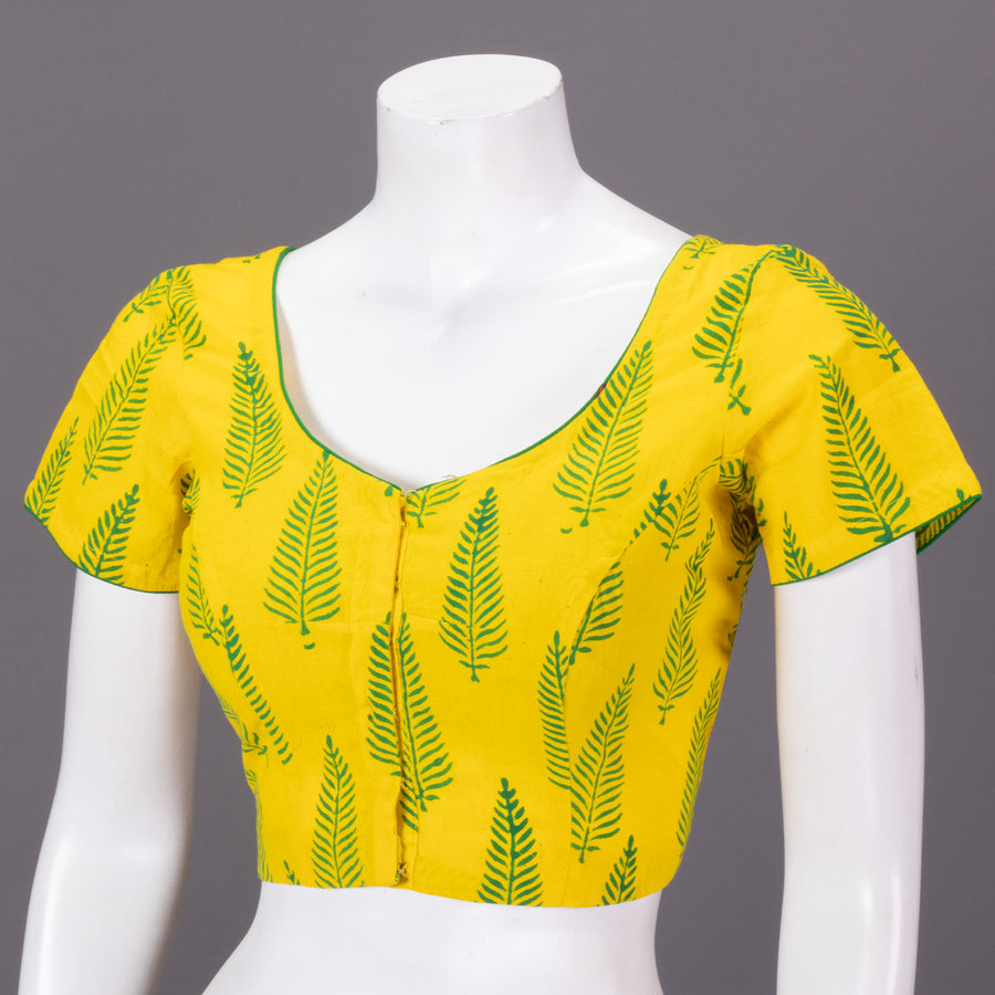 Yellow Gamthi Printed Cotton Blouse 10073262