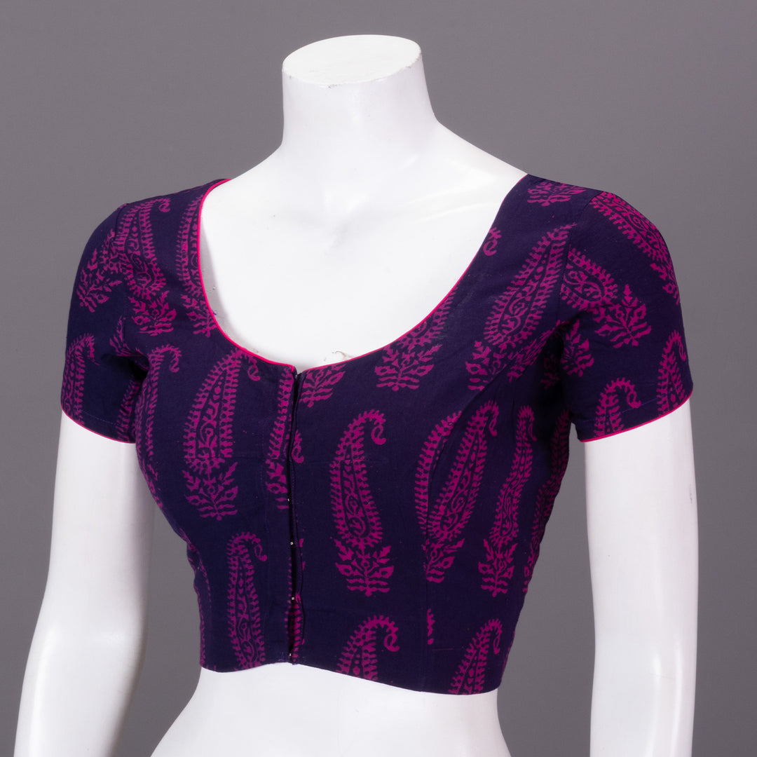 Purple Gamthi Printed Cotton Blouse 10073263