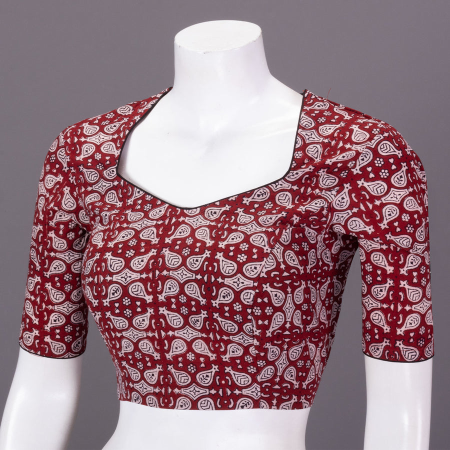 Maroon Bagh Printed Cotton Blouse 10073270