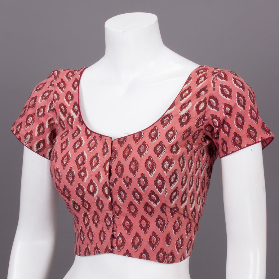 Pink Hand Block Printed Cotton Blouse 10073322