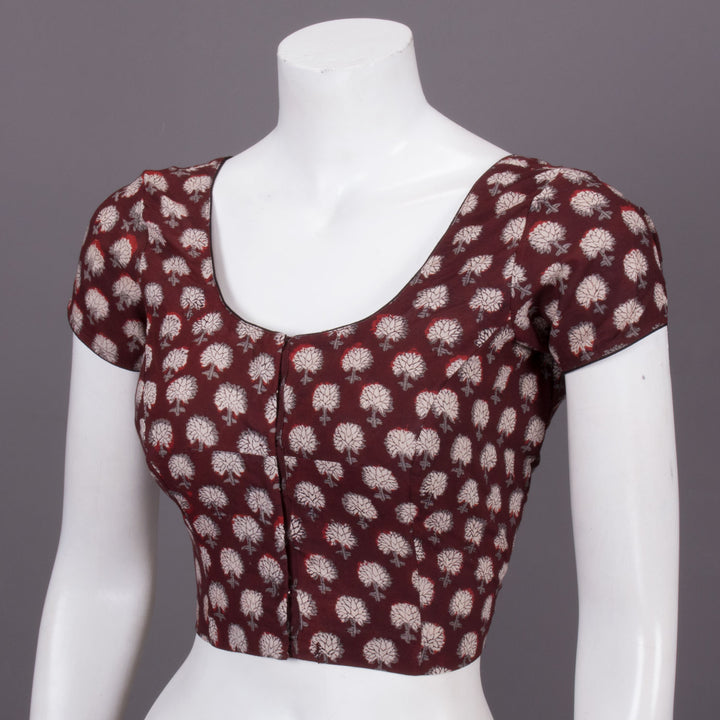 Maroon Jahota Printed Cotton Blouse 10073340