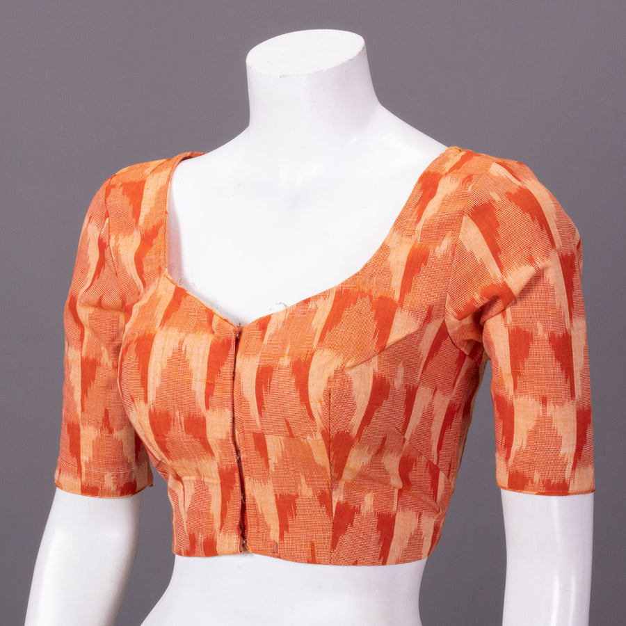 Orange Ikat Cotton Blouse 10073388