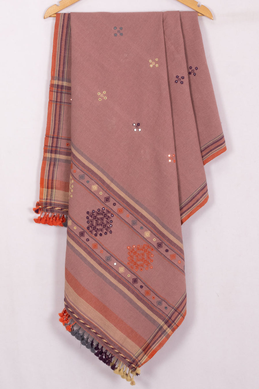 Light Mauve Bhujodi Kala Cotton Dupatta 10070525 - Avishya