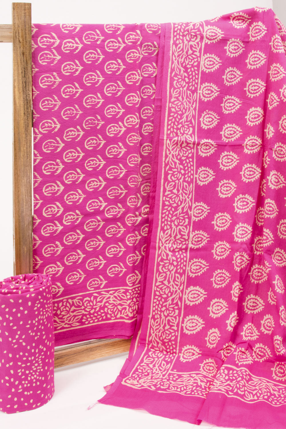 Pink 3-Piece Mulmul Cotton Salwar Suit Material 10068599