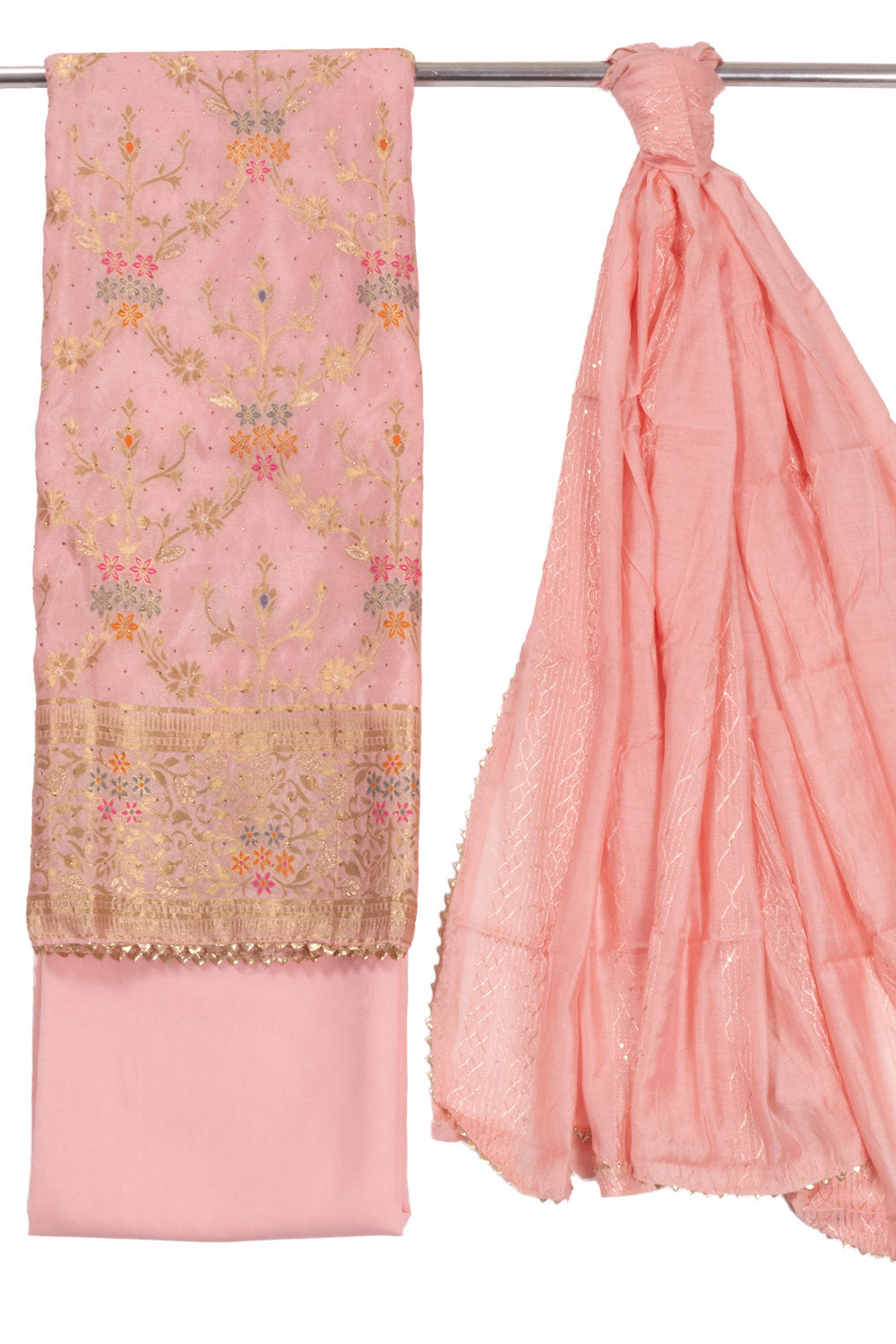 Pink Blended Silk 3-Piece Salwar Suit Material