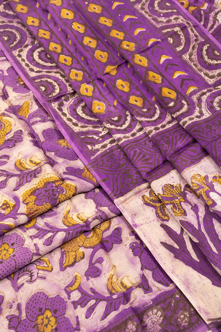 Purple Vanaspathi Printed 2-Piece Modal Silk Salwar Suit Material